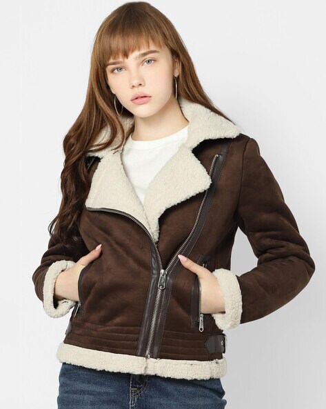 Faux Shearling Borg Lined Aviator Jacket | M&S Collection | M&S