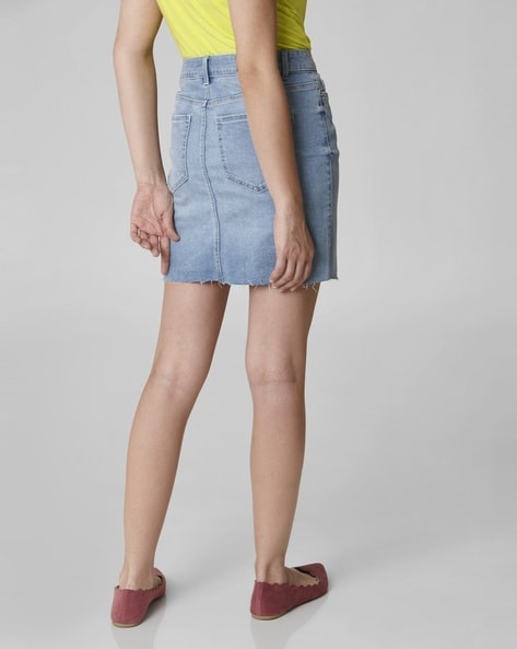 vero moda petite denim mini skirt