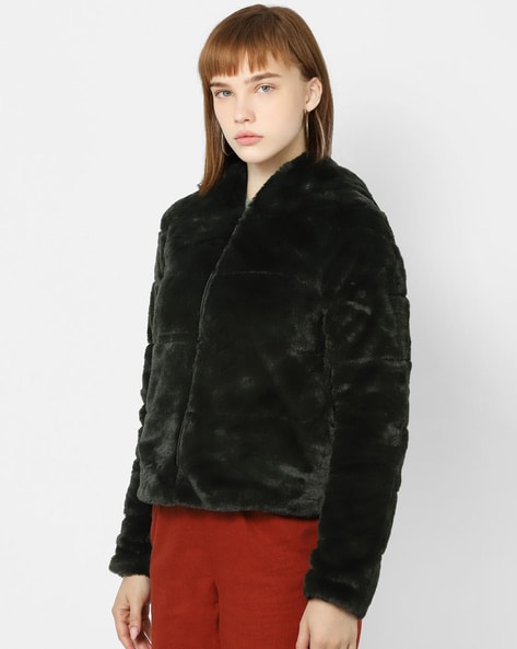 Women's Black Persian Lamb and Mink Sections Fur Jacket - Day Furs