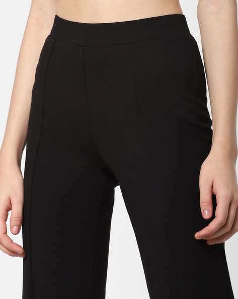 Mid-Rise Pants with Slit Hems