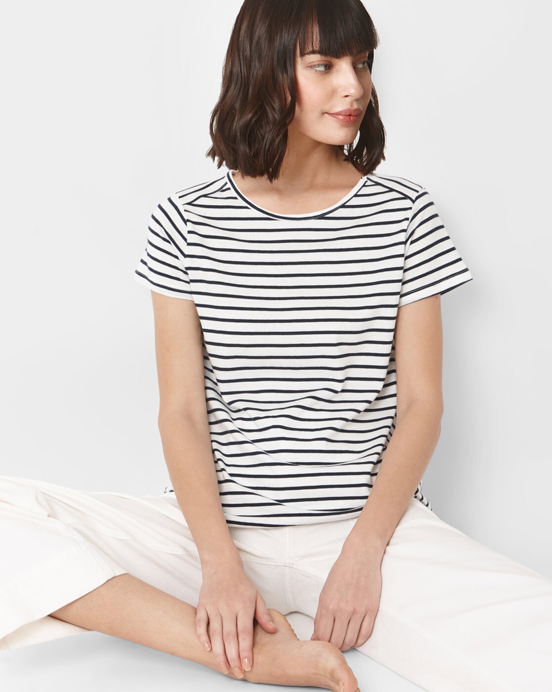 Buy Navy Blue & White Tshirts Women by Vero Moda Online |