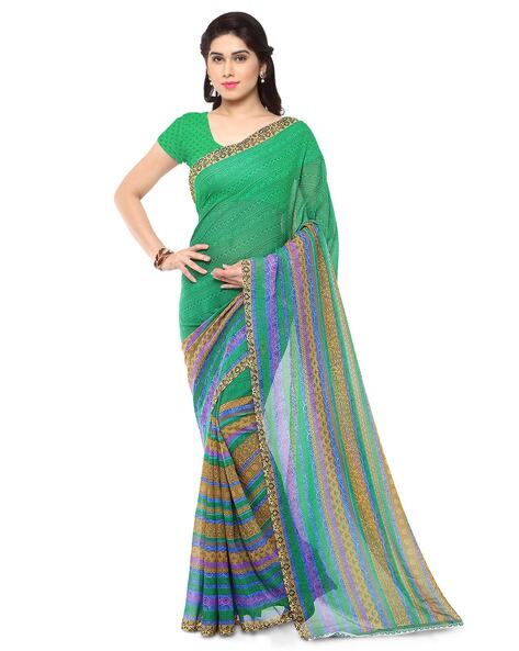 ANAND Sarees Printed Polka Dot Georgette Saree with Blouse Piece | eBay