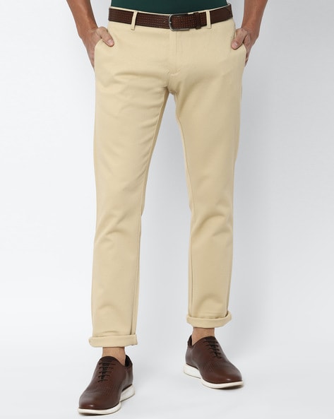 Buy Allen Solly Sport Mens Solid Brown Smart Fit Casual Trousers Online -  Lulu Hypermarket India