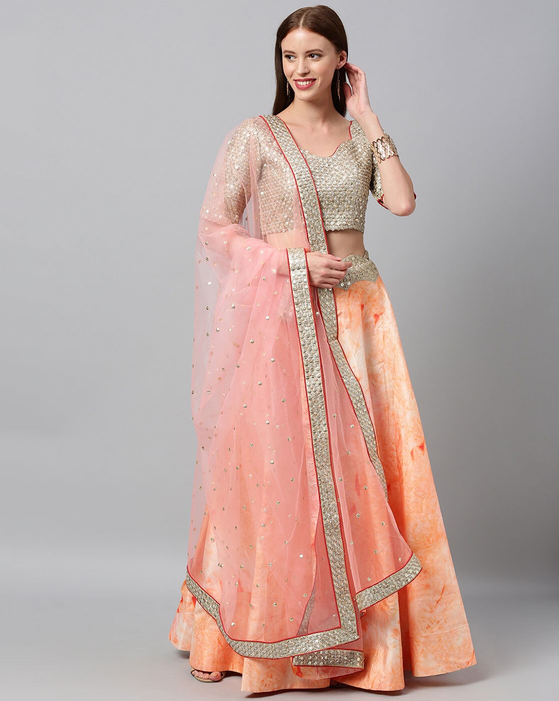 Multi Sequins Net Embroidered Semi-Stitched Lehenga Choli – houseofpanchhi