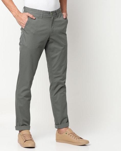 Men Beige Slim Fit Mid Rise Casual Trouser