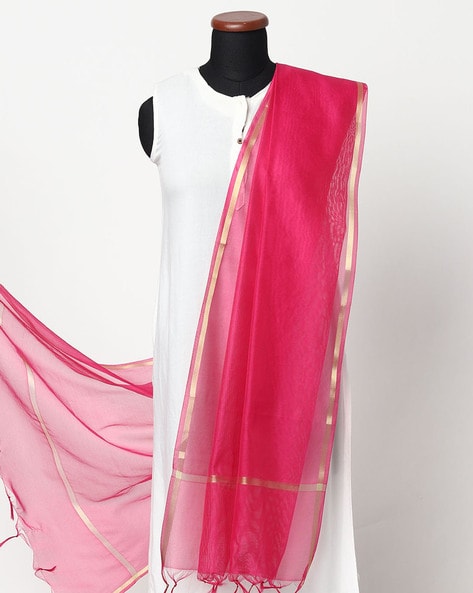 Chanderi Dupatta with Fringed Hems Price in India