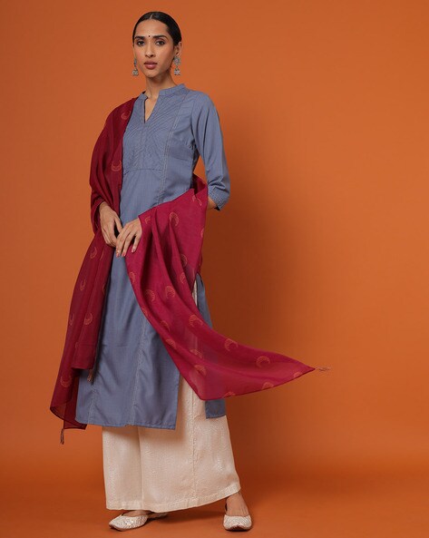 Women Art Silk Printed Dupatta with Tassel Accent Price in India