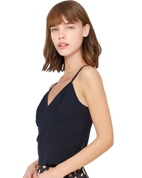 Checked Scoop-Neck Cami Top