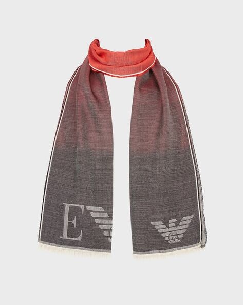 Buy EMPORIO ARMANI Cotton Silk Logo Scarf | Grey Color Men | AJIO LUXE