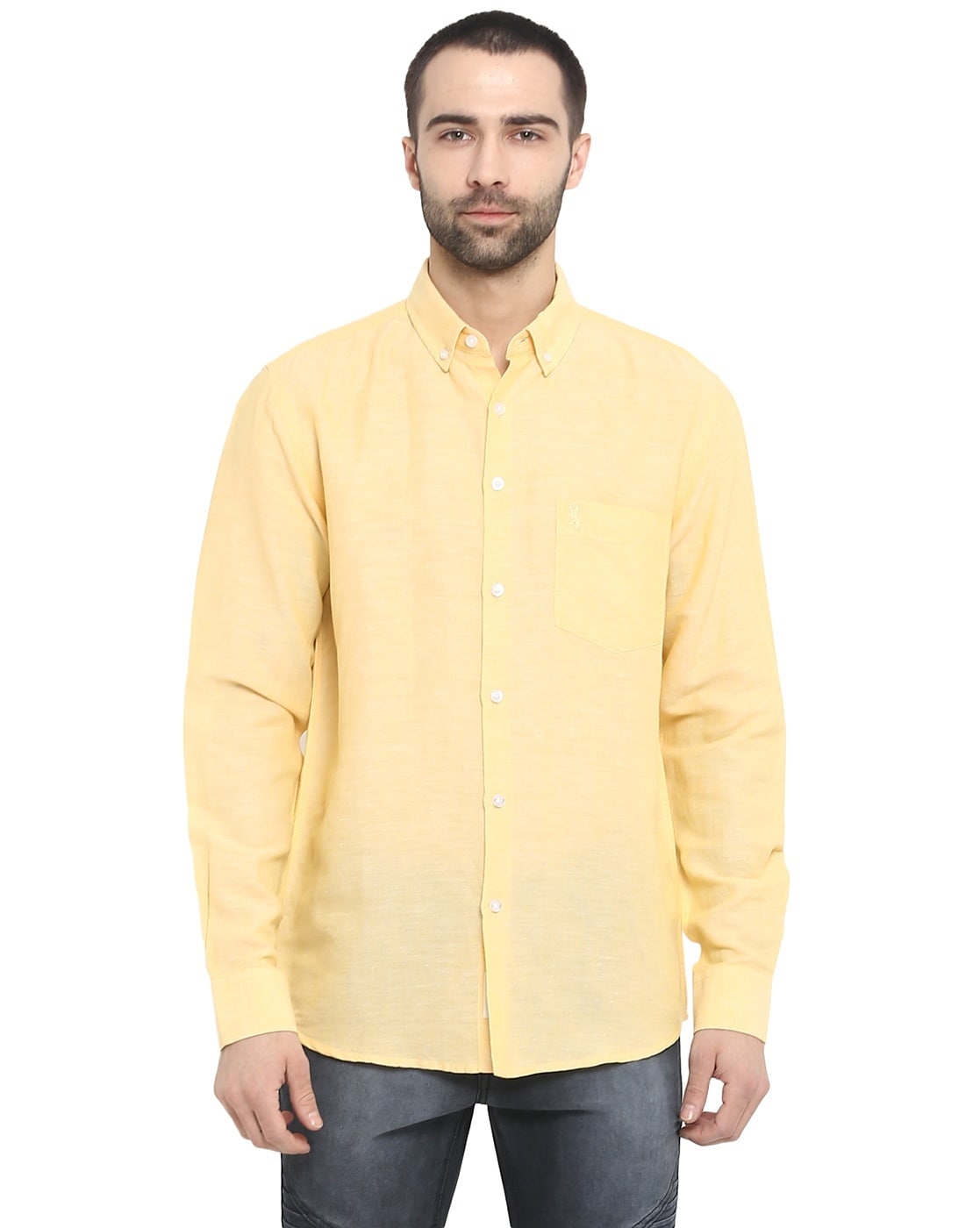 yellow mens button down