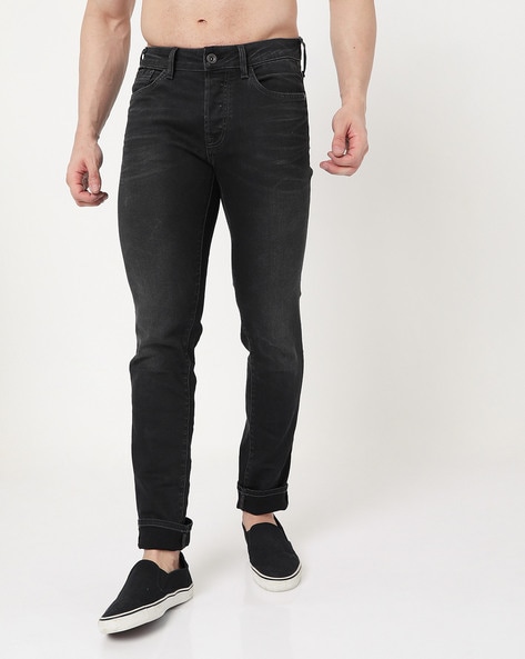 Buy Men Navy Dark Wash Skinny Fit Jeans Online - 596315 | Van Heusen