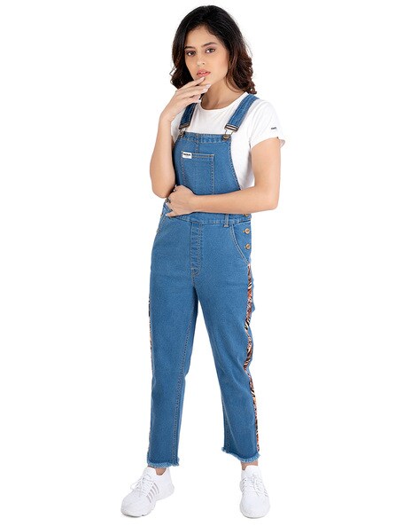 dark blue dungaree dress