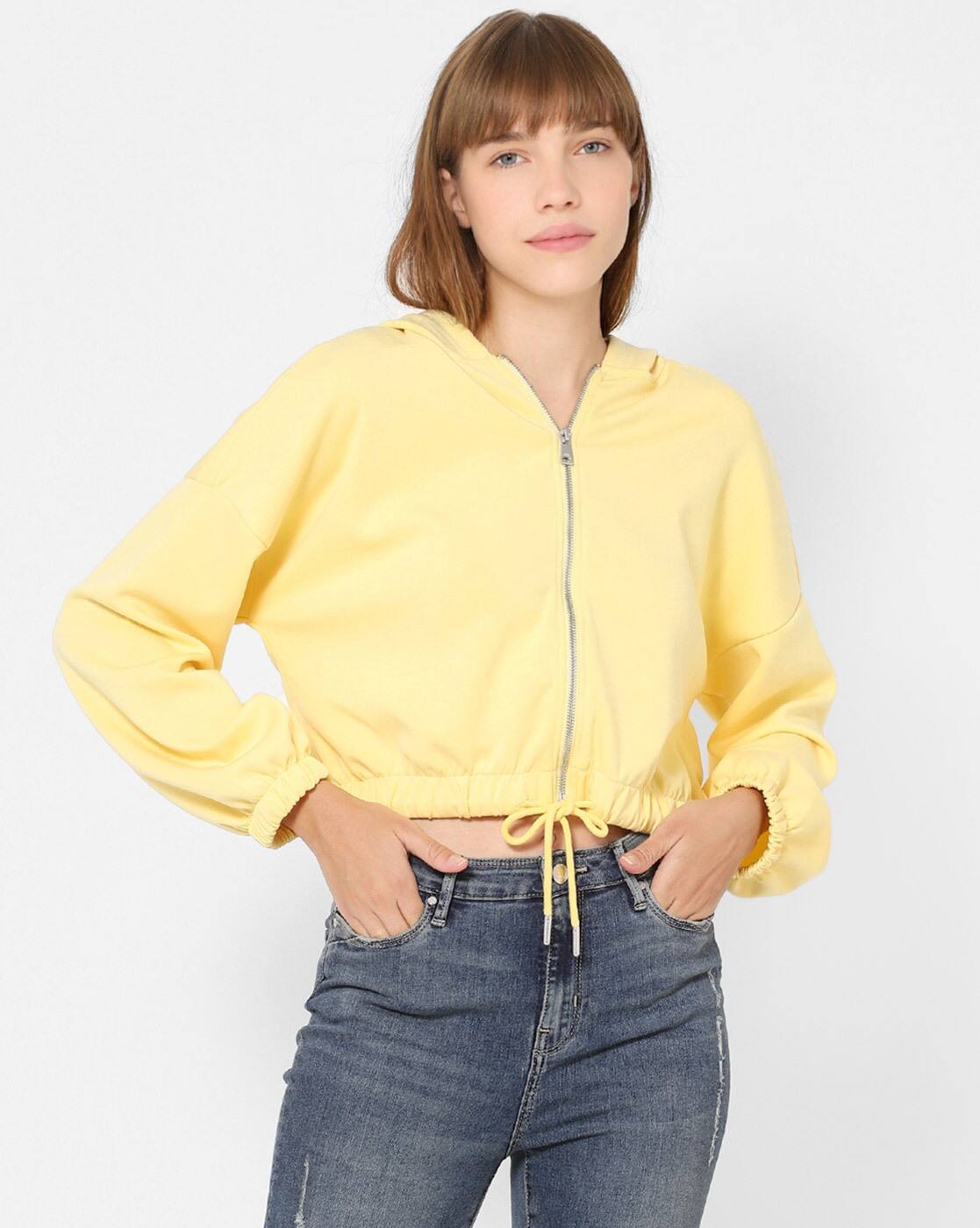cropped yellow sweatshirt