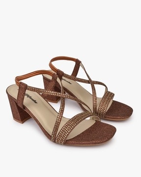 Bronze sandals low top heel