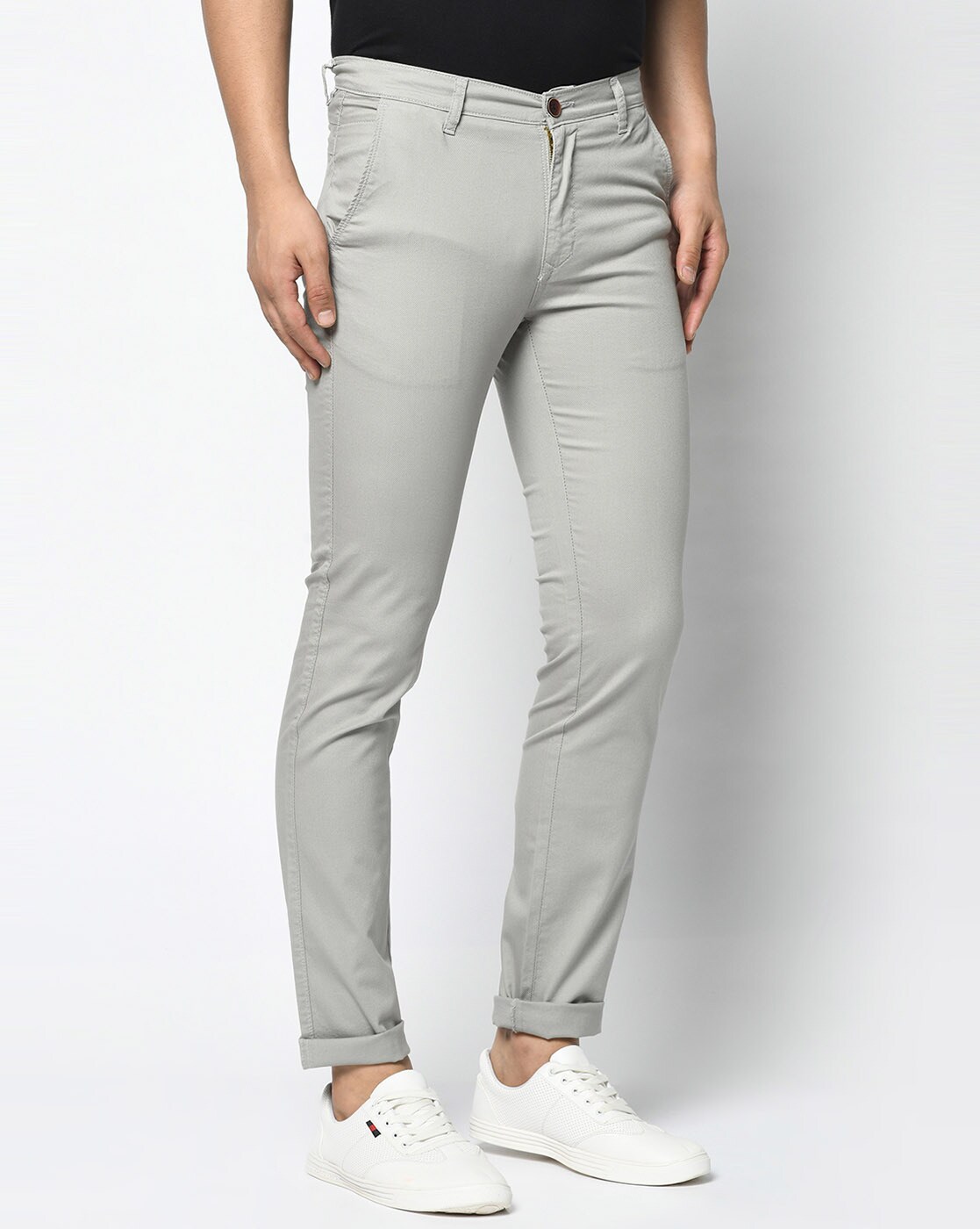 Buy TNG New York Beige Slim Fit Trousers - Trousers for Men 896958 | Myntra