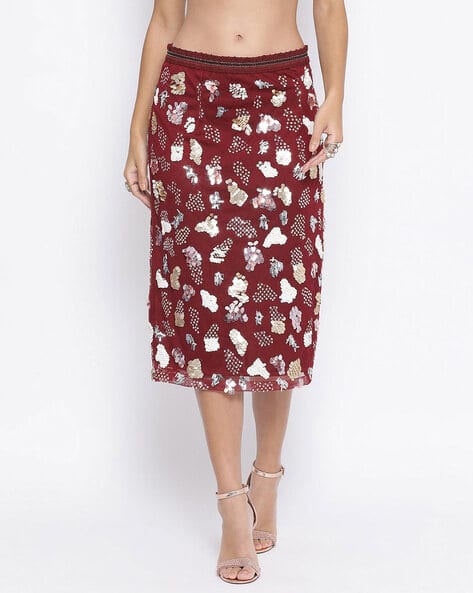 Buy Maroon Skirts for Women by Lela Online
