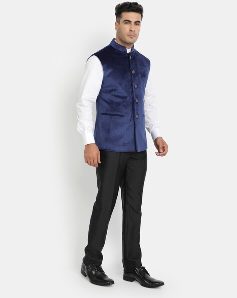 ZAREENVALA Men No-25 Black Jawahar-Cut Nehru Jacket Business Formal Slim  Fit Dress (Blue Half Collar, XXS) at Amazon Men's Clothing store