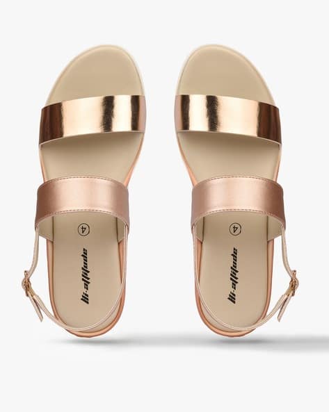 double strap metallic sandals