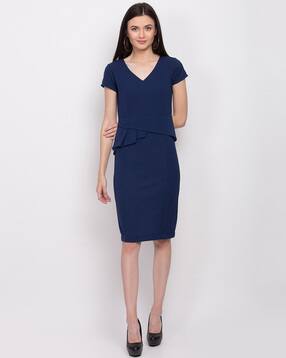 navy shift dresses for work