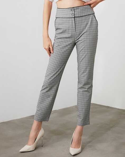 CIGARETTE TROUSERS LIZZY FANCY - SILVER HOUNDSTOOTH - GREY - Vêtements  femme - Reiko Jeans