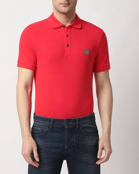 Slim Fit Polo T-shirt with Logo Applique