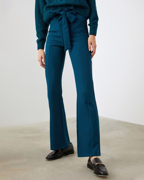 blue bootcut trousers