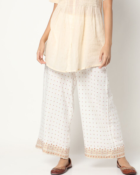 Printed Palazzos with Semi-Elasticated Waistband Price in India