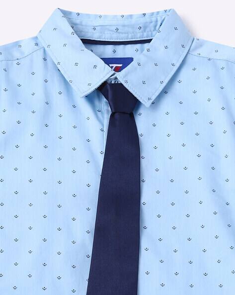 Geometric Print Shirt with Tie view 3