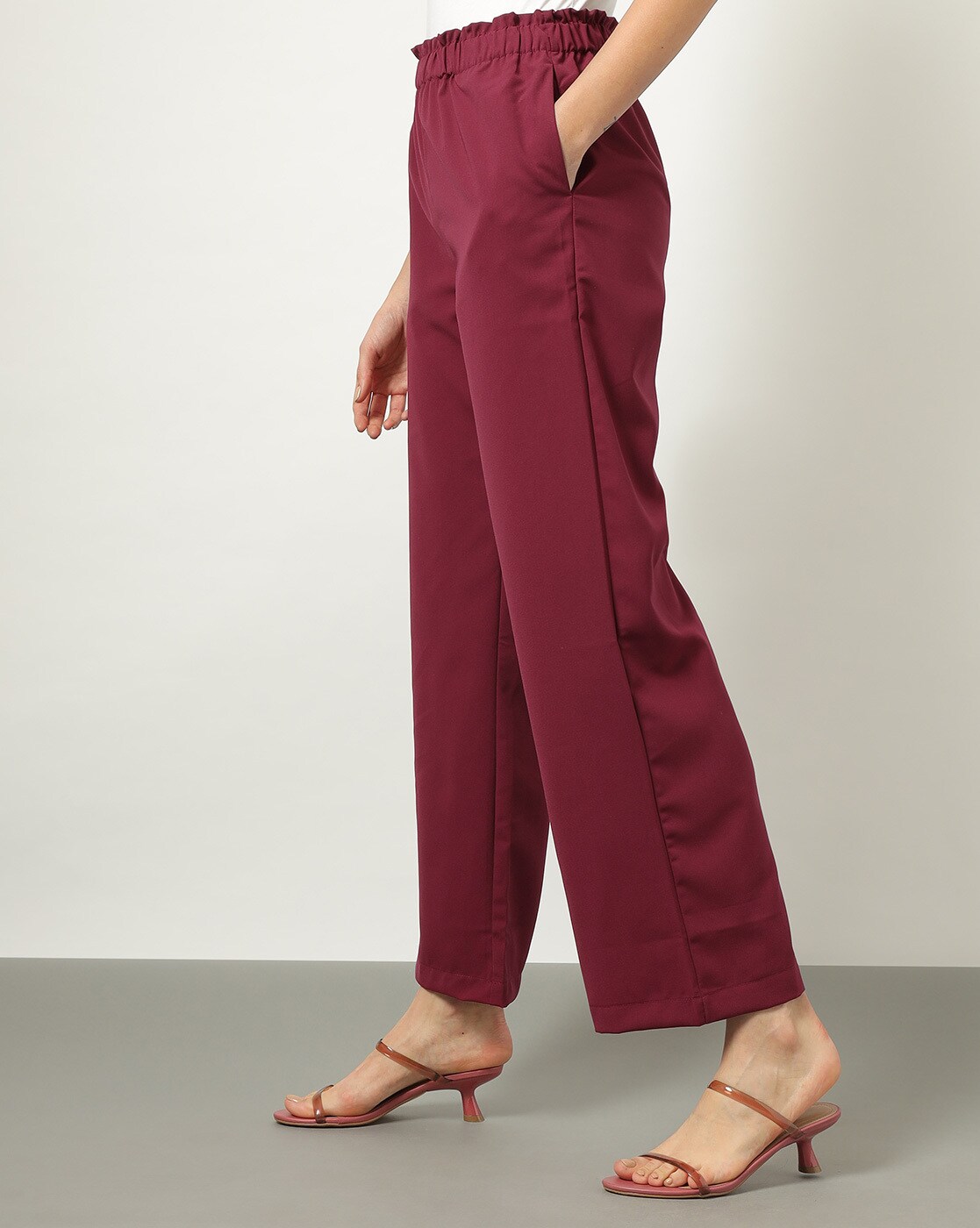 Red Flare Trousers - Curves and Confidence