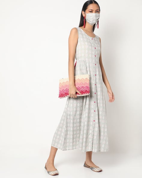 button down flare dress