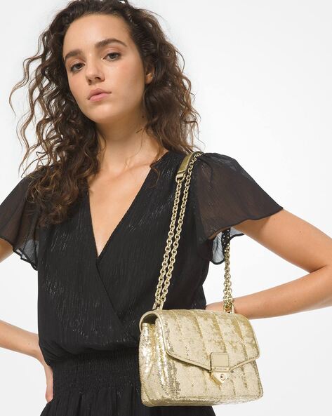 Buy Michael Kors Soho Sequinned Shoulder Bag | Gold Color Women | AJIO LUXE