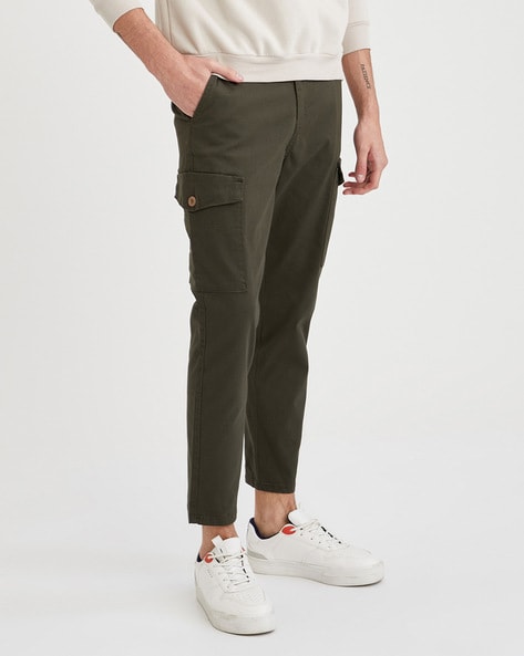 Men's Cropped Denim Cargo Trousers - Grey | Atlas For Men