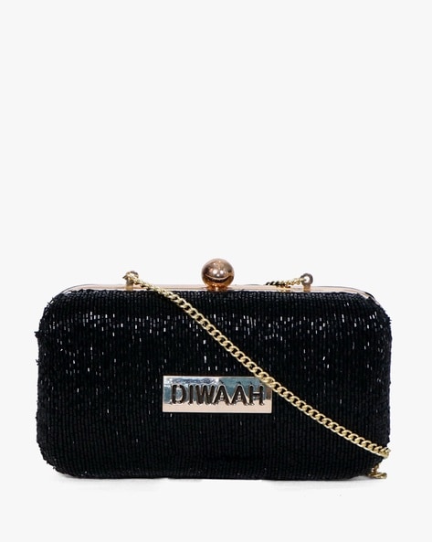 Fendi Velvet Wallet on Chain in Black