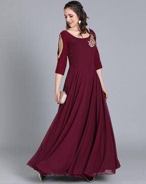 maroon simple gown