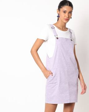 lilac overall dress