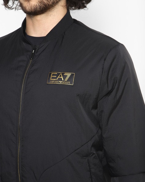 Buy EA7 Emporio Armani Gold Label Bomber Jacket with Embroidered Logo, Navy Blue Color Men