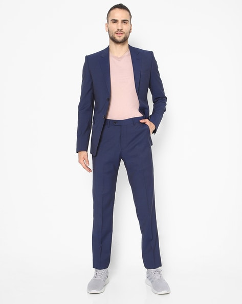 Buy EMPORIO ARMANI Woollen Tailored Fit 2-piece Suit Set | Blue Color Men |  AJIO LUXE