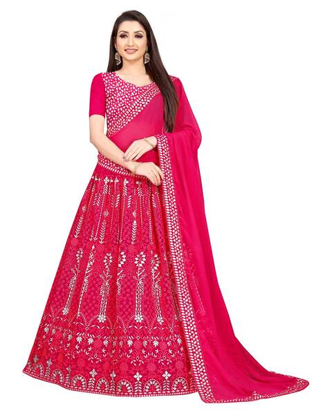 Pink Ethnic Motifs Embroidered V-Neck Chikankari Detailed Empire Midi –  Inddus.in