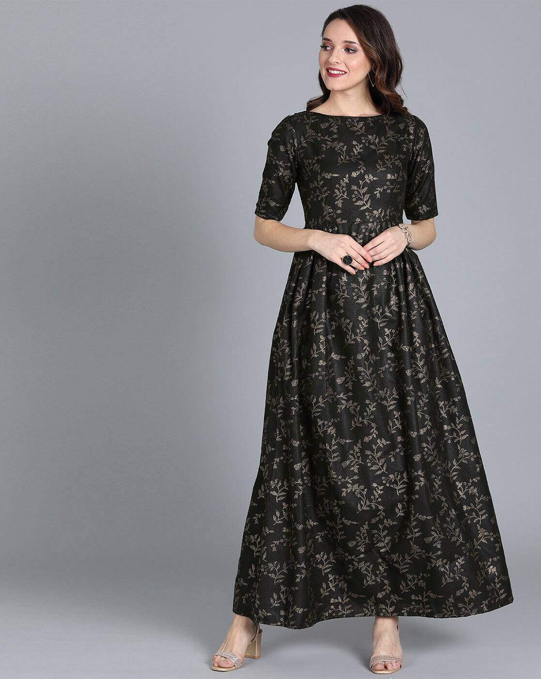 black printed gown