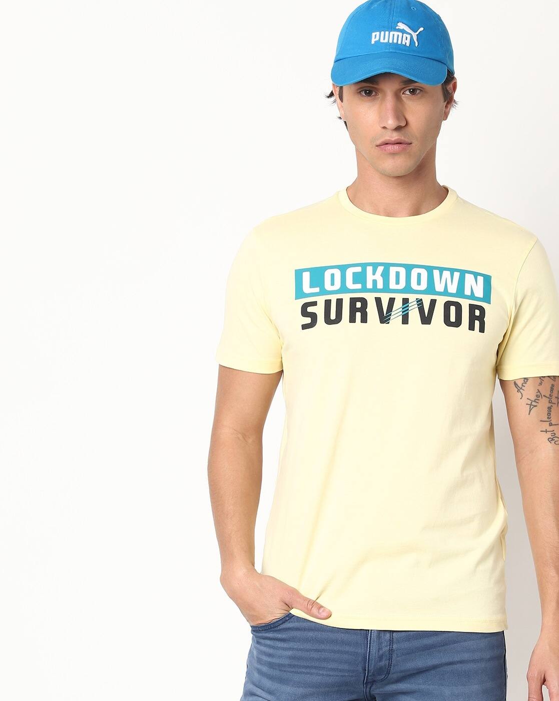 Yellow Tshirts for Men by DNMX Online 