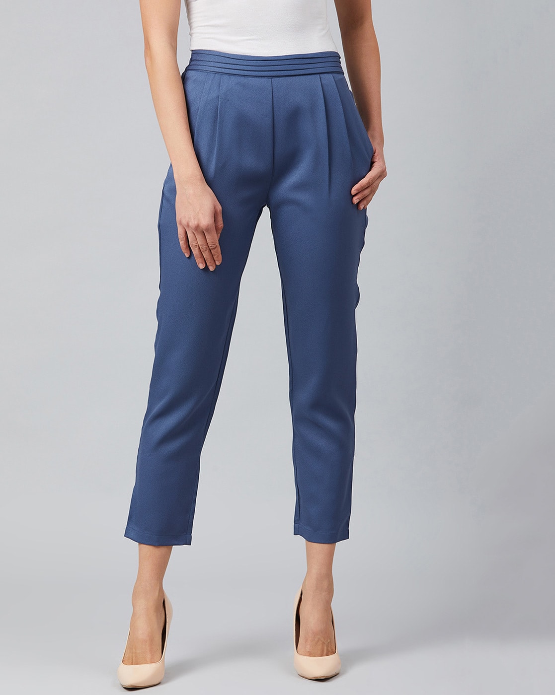 Buy Blue Ankle Length Trouser Online  W for Woman