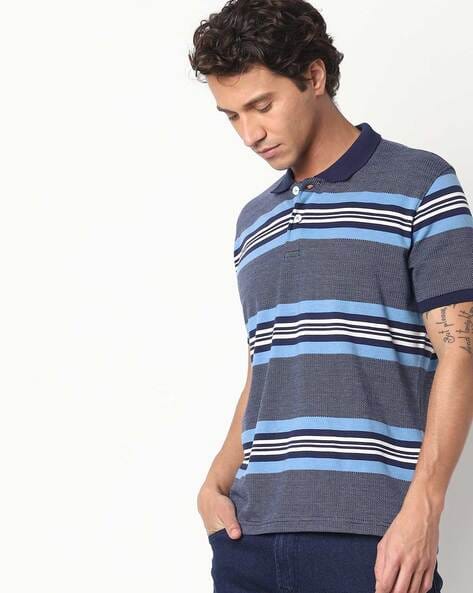 JOHN PLAYERS Striped Polo T-shirt with 