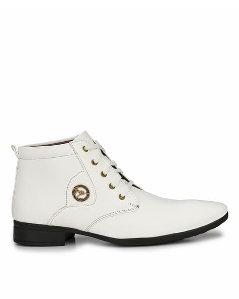 Stacked Heel Pointed Toe Lace-up Boots