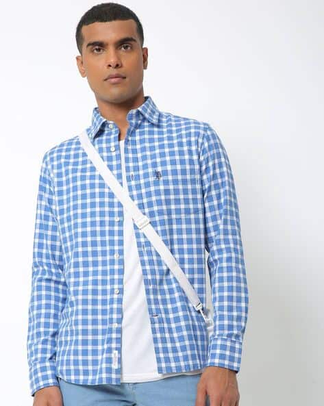 us polo blue check shirt