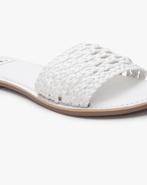 White espadrille slide online sandals