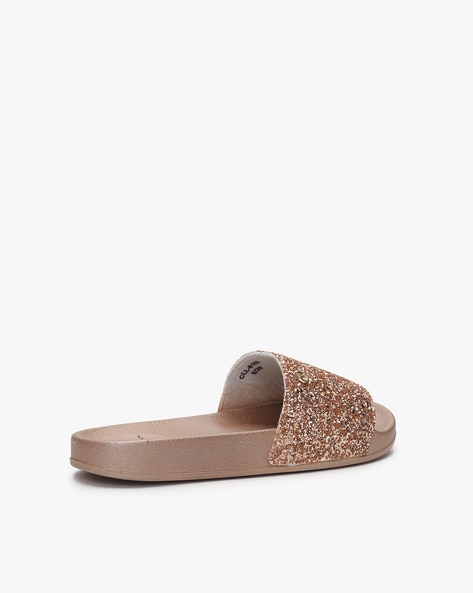 Rose gold sale glitter sliders