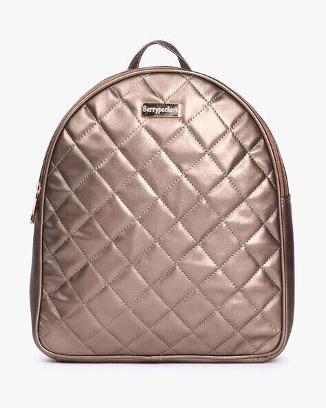 rose gold quilted backpack