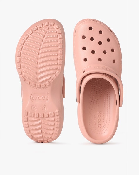 Peach colored store crocs