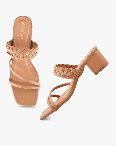 camel strappy heels