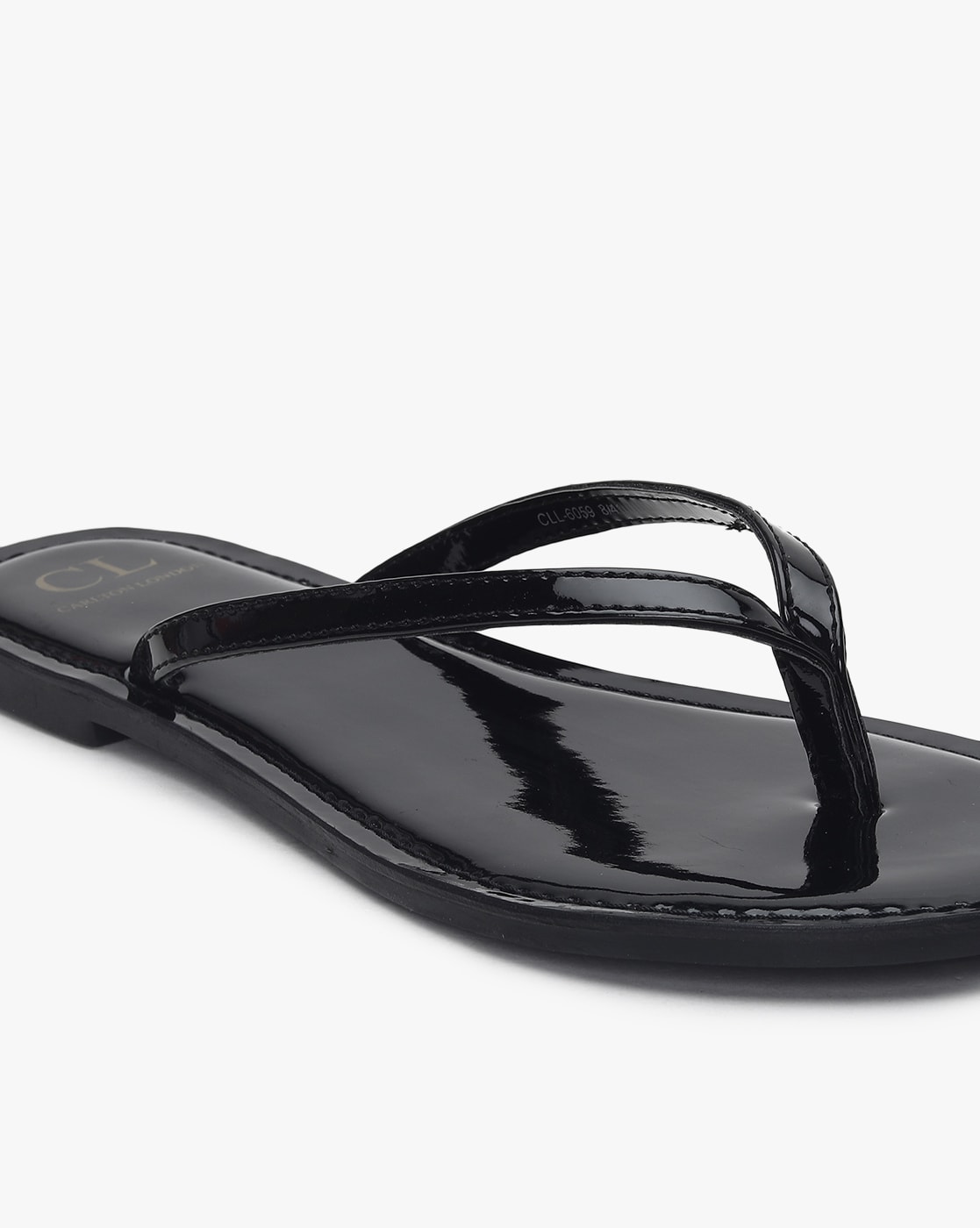 Black patent best sale leather flip flops